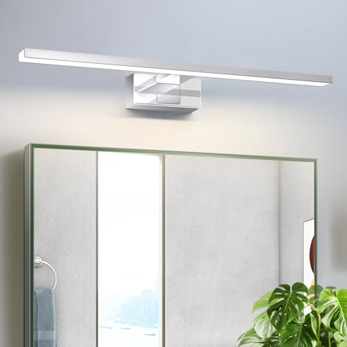 Homefire LED luz de espejo lámpara de baño -12W luz de baño de pared 60CM impermeable IP44 cromo moderno neutro 4000K para sótano cocina cuarto de gabinete