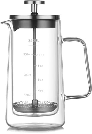 BYYLECL Cafetera de prensa francesa transparente, émbolo de café, prensa de té para café y té, vidrio de borosilicato resistente al calor, 350 ml