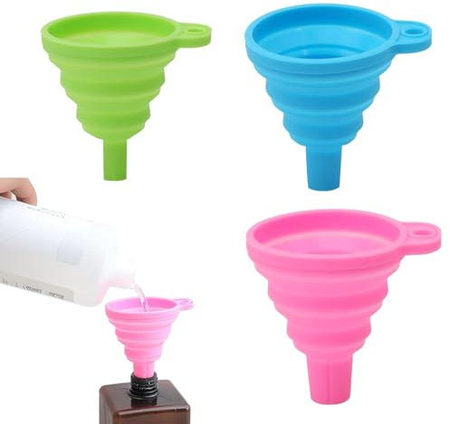 COYUN Juego de 3 Embudos Plegables de Silicona, Utensilios de Cocina para Cocinar, Tamaño Pequeño y Grande en Colores del Arco Iris