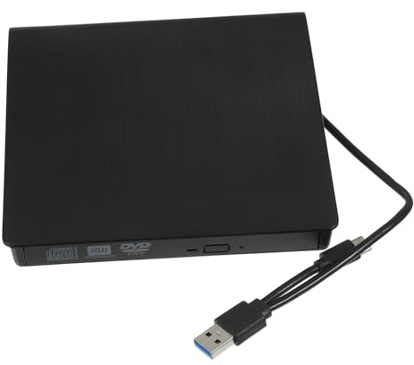 POPETPOP Lector DVD con Doble USB y Type C Grabadora y Reproductor Óptico Portátil Alta de Transmisión y Compatibilidad para PC y Laptops Negro