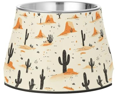 Western Cowboy Boho Cactus Dogs Feeding Bowls Enhanced Stainless Steel Cats Basic Bowls for Slow Feed Dogs Slow Down Eating