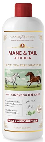 COOPER & BURTON Premium Tea Tree Shampoo per cavalli e pony, 500 ml, cura per criniera, coda e pelliccia, pH neutro contro prurito, forfora e odori, senza parabeni e siliconi, prodotto in Germania