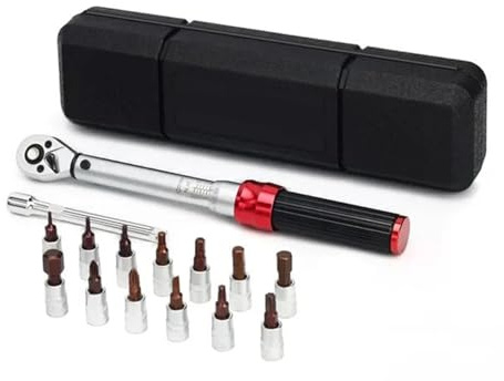 YFDGD Torque Screwdriver Bicycle Torque Wrench Set 15Pcs 1/4 2-24Nm Dual Direction Bike Allen Key Tool Socket Spanner Pro Motorcycle Repair Kit Precision Accurate