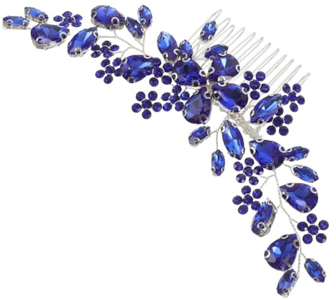 HONITANO Peineta de Cristal Cabello Peineta de Gemas de Imitación para Bodas y Fiestas Accesorios Cabello de Novia Azul
