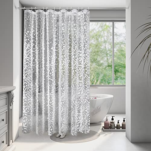 EurCross Tenda da doccia larga 240 x 180 cm, con peso magnetico, impermeabile, trasparente, con motivo ciottoli 3D, Eva antimuffa, con 16 anelli