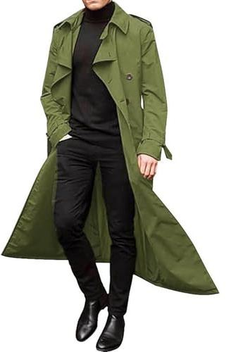 SANSIWU Mens Long Trench Coat Winter Classic Lapel Double Breasted Wool Blend Oversized Peacoat