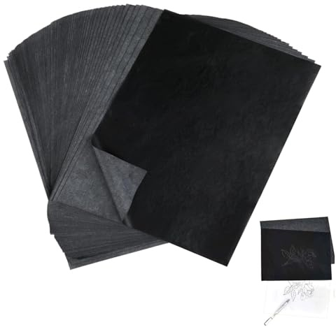 Hxjfnb 50 Blatt A4 Schwarz Kohlepapier, Transferpapier, Pauspapier für Holz, Papier, Leinwand