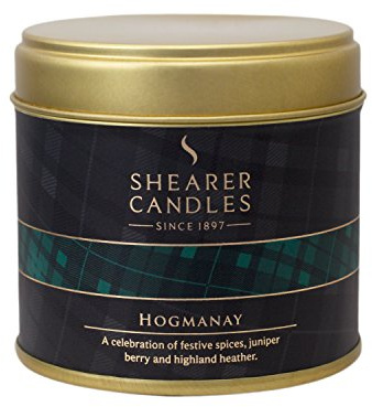 Shearer Candles Hogmanay Large Scented Tartan Tin Candle - Ivory,7.5cm l x 7.5cm w x 7.2cm h