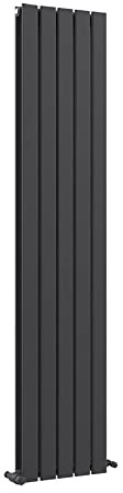 iBathUK Apex Wall Mounted Vertical Double Slim Flat Panel Designer Radiator, Steel Hydronic Central Heating, 5 Columns Tall Designer Radiator for Bathroom in Matt Anthracite, 1800mm