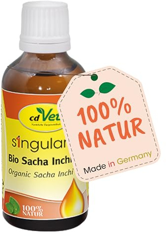 cdVet naturprodukter Singulares Sacha Inchi-olja 50 ml – hund, katt – fodertillsats – hög smältbarhet – rik på vitamin A+E – Omega 3, Omega 6, Omega 9-fettsyror – 100% natur –