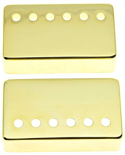 KAISH Set von 2 Humbucker Gitarren-Tonabnehmer Abdeckung Messing Humbucker Tonabnehmer Abdeckungen 49,2 mm / 52 mm Stangenabstan gold