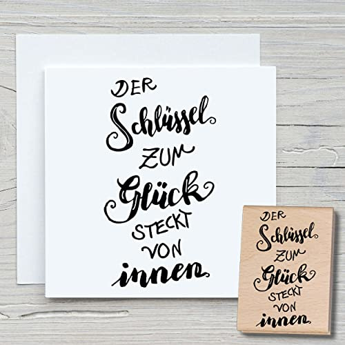 NEWSTAMPS Stempel Der Schlüssel zum Motivstempel groß aus Holz & Gummi zum Karten basteln, Holzstempel, Sprüche, Spruchstempel, Textstempel, Schrift, Scrapbook, Textilstempel, Deko