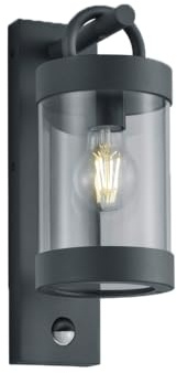meineWunschleuchte Außen-Wandleuchte Höhe 33cm Außenlaterne für Haus Wand, | Bewegungsmelder & E27 LED, Außenlampe Landhausstil Wandlaterne in Anthrazit für Wand Beleuchtung IP44