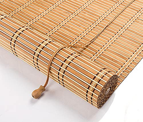 Natürliche Bambus-Rollo Raffrollo,Sichtschutz Rollo für Fenster und Türen,Lichtdurchlässig,Blickdicht Bambus Rollo,Lichtfilter Bambusrollo,Seitenzugrollo Vorhang,Anpassbar (110x220cm/43x87in)