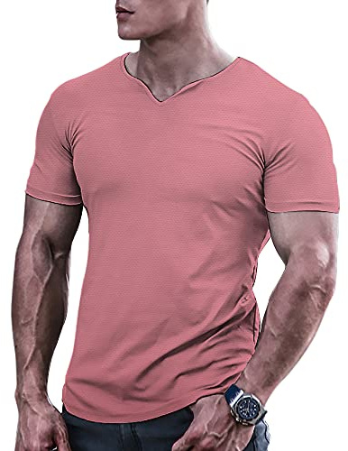 Muscle Alive Hombre Camisetas atléticas de Culturismo para de Secado rápido para músculos Gimnasio Entrenamiento Tops Rosado L