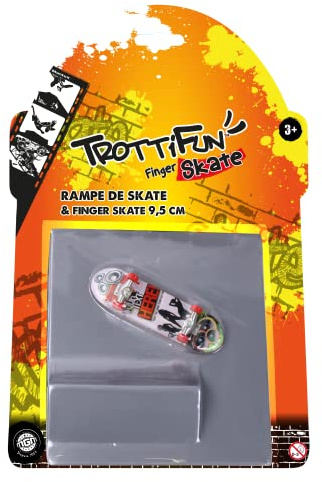 TROTTIFUN - Finger Skate und eine Rampe - 031426 - Zufällige Farben - Metall und Kunststoff - Skateboard - Finger - Kinder Spielzeug - Geburtstag - Geschenk - Skateboard - Ab 3 Jahren