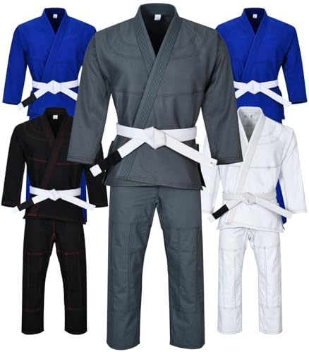 Knockout Fight Gear Brazilian Jiu Jitsu Gi For Men, BJJ Gi Women Grappling gi ULTRA LIGHT, PRESHRUNK Sweat Wicking Fabric, Machine Washable With Free White Belt