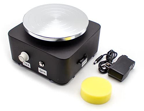 Jieotwice Elektrische Töpferscheibe Töpferwerkzeuge Mini-Töpferplattenteller 0–160 U/Min Wiederaufladbar Für Keramik-/Tonhandwerk AC 100-240V 2000MA