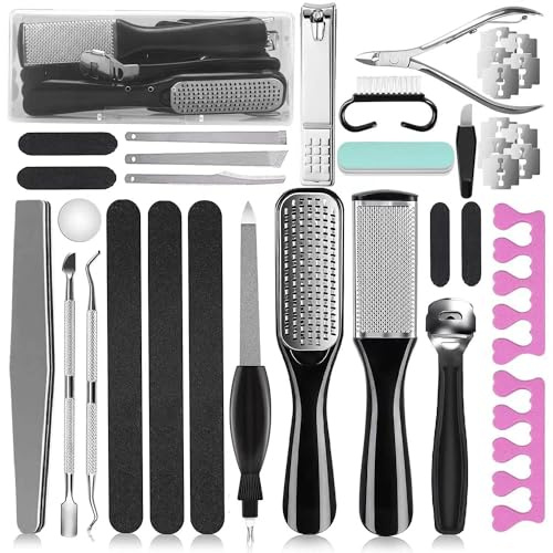 Pedicure Kit, 36 in 1 Foot Care Tools Stainless Steel Foot Rasp Dead Skin Remover for Home & Travel…