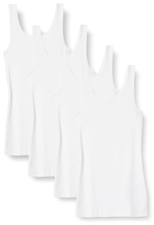 Amazon Essentials Débardeur en Coupe cintrée Femme, Lot de 4, Blanc, XL