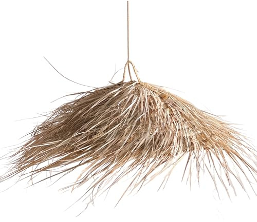 Bohome Living - Lustre Suspension Salon, Plafonnier en Osier, Forme Parasol, Fait Main (Taille M Ø80cm)