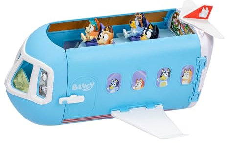 Bluey 3-in-1 Transforming Plane Playset with The Heelers, Plane Transforms to A Resort & Boat, 25+ Sounds & Phrases, 5 Figures - Exclusive Captain Figure, Amazon Exclusive
