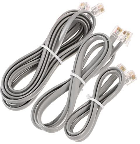 CIYODO 3pcs Landline Phone Cable Core Electrical Wire Phone Cord Kits Silver Grey