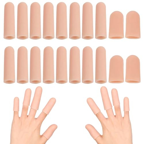 ZKGYUS 20 stycken fingerlingar, fingertoppsskydd silikon gel fingerlingar, tumskydd, fingerärmar, fingerförband för skada, handsem, fingernacke, fingerartrit