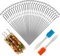 30PCS Kebab Skewers, 30 cm Metal Skewers with 2 Grill Brush, Metal Skewer Stainless Steel, Reusable BBQ Skewer, for Kebabs for Outdoor BBQ, Family Party, Shish Kabob