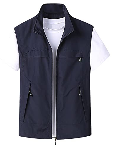 Men's Outdoor Vest Quick Drying Travel Outwear Gilet Sleeveless Waistcoat Photography Hiking Lightweight Jacket with Multi-pocket Thin Windbreaker Sports Work Vests Cargo Camping Coat