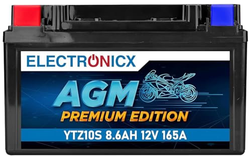 Electronicx YTZ10S AGM Motorradbatterie 12V 8,6Ah 165A – wartungsfreie, versiegelte Starterbatterie für Motorrad, Roller & Powersport – vibrationsfest, auslaufsicher, kompakt & sofort einbaufertig