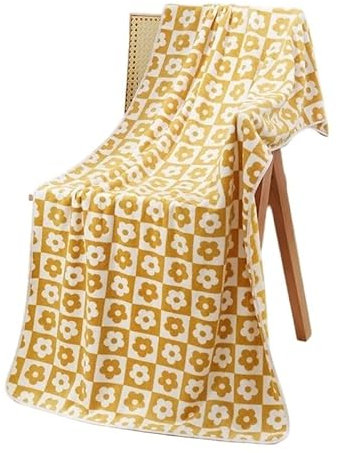 QIUSHIBO Badetuch 1 Stücke 70x140 cm Hause Blumenmuster Korallen Badetücher for Den Körper Schnell Trocknend Handtuch for Gym Sport Duschmantel BadetüCher(Yellow)