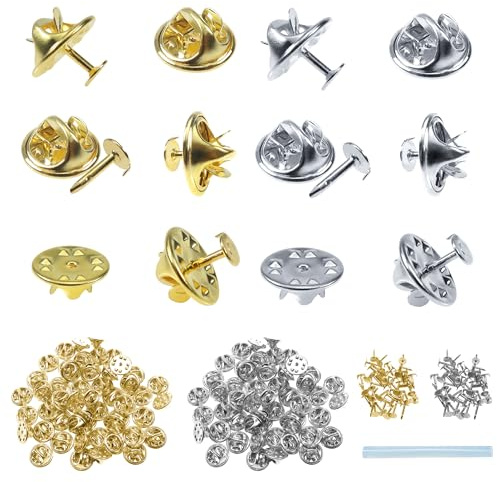 TOAOB 60 Pares 8 mm Mariposa Imperdibles Embrague de Mariposa Clutch Metal Pin Cierres de Broche con Parte Posterior Pines Oro y Plateado para DIY Craft Manualidades Tachuelas Corbata
