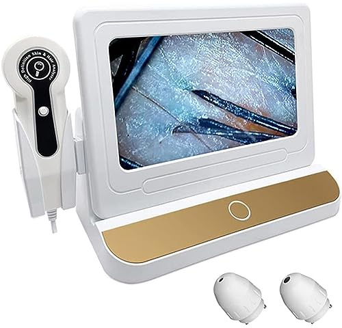 YANDDEA 10-Zoll-LCD-Kopfhautdetektor, digitales Haar-Haut-Analysator-Mikroskop für Haarfollikeltests und Hautanalyse-Lupe