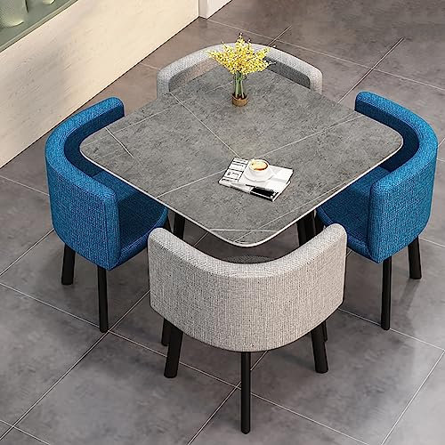 Moderner runder Couchtisch und Stuhl-Set mit Esstisch und 4 Stühlen Business und Geschäfte Besprechungstisch und Stuhl Kombination kleine runde Tische für Büro Konferenz Baumwollleinen 10