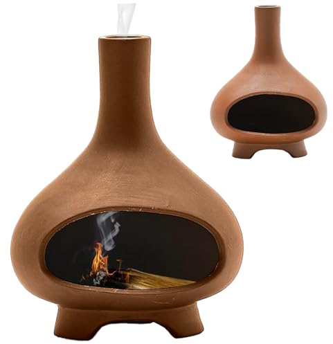 Palo Santo Holder, Heat-resistant Ceramic Smudge Bowl, 4.9x3.2 inch Sage Holder with Chimney, Decorative Incense Burner Holder for Home Temple Yoga Meditation Room