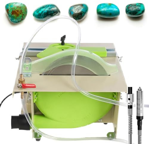 FLNOZAMZ 1380w Mini Jewelry Lapidary Table Saw,Benchtop Wet/Dry Stone Grinder,Cutting - Drilling - Engraving - Polishing - Grinding,With Adjustable Speed