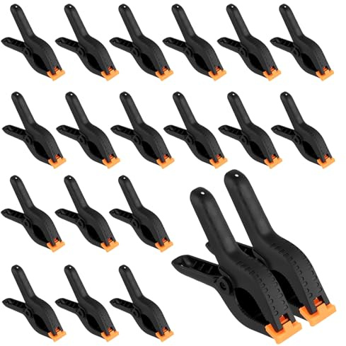 SYUTBOU 20 Stück Klemmzwingen Groß, 168mm Federklemmen Schwarz, 6 Zoll Klemmen Kunststoff für Heimwerker, DIY und Fotohintergrund