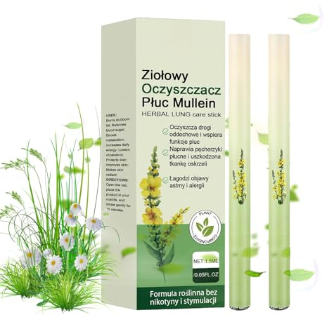 Mullein Lung Inhaler, 2 Pack Lung Health Calming Diffuser Pen, Natural Inhaler Stick for Breathing Ease, Botanical Mullein L-ung Cleanse Diffuser for Daily, Portable L-ung Purifier for Sleep Support