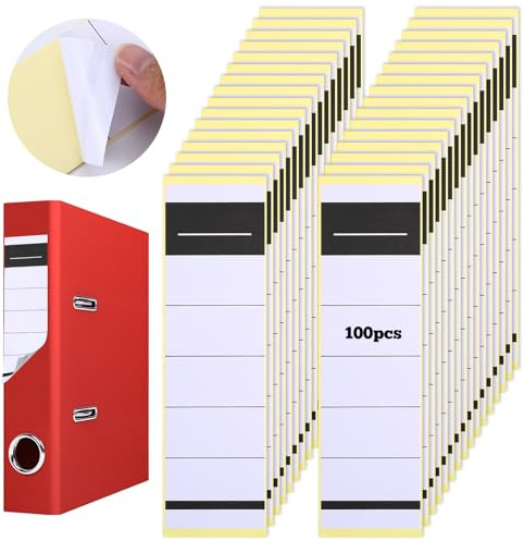 LXUEJIE 100 Stück Ordnerrücken Selbstklebend, 19×5.4cm Ordner Etiketten Rückenschilder Ordner für 8cm Breite Ordner, Beschreibbar, für Büro, Bibliothek, Archivierung(5.4x19cm)