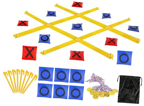 LOVIVER --Toe-Spiel für draußen, Jahrmarktspiel, klassisches, es Gartenspiel für, Erwachsene, Familien und Grillausflüge, Tic Tac Toe Gelb