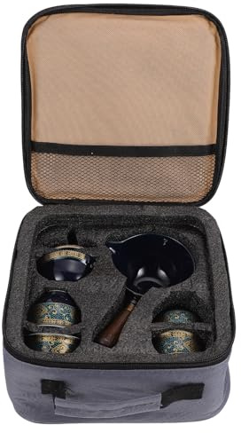 Angoily Kit de Té Kung Fu Portátil para Viaje Juego de Té Práctico Tetera Esmaltada Resistente al Calor Set de Utensilios para Casa y Exterior Bolsa de Transporte