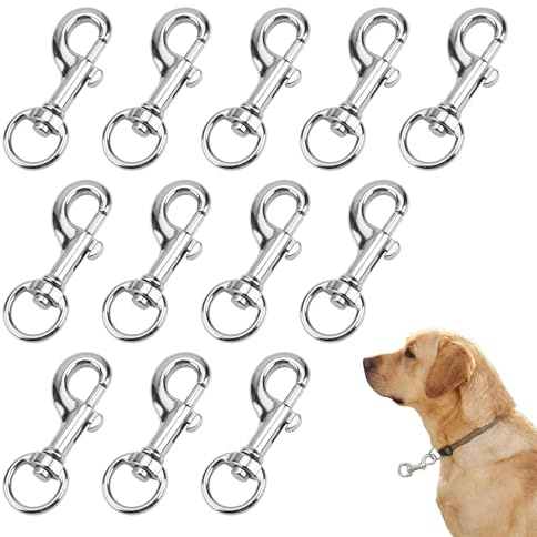 12-Stück Karabiner Hundeleine,Karabinerhaken mit Drehgelenk,Karabiner mit Drehgelenk,Karabinerhaken Hundeleine,360° Hundeleinen für Wirbelkarabiner Haustiere Haken,Kleine Leichte Schlüsselanhänger