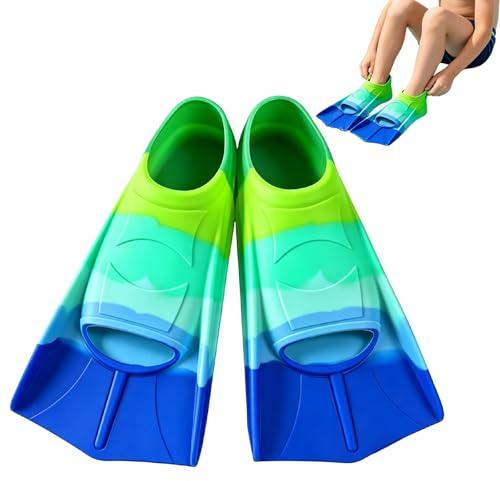 Schwimmflossen Kinder, 100% Silikon Schnorchelflossen, Kurze Flossen Kinder, Kurzschwimmflossen für Schwimmtraining, Freiwassertraining, Schnorcheln, Tauchen für Anfänger