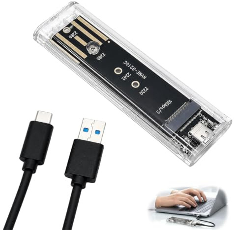 10Gbps M.2 NVMe SATA SSD Enclosure, Transparent USB 3.1 Gen 2 to NVMe SATA PCIe External Hard Drive Adapter, Tool-Free M.2 Caddy Reader for 2230/2242/2260/2280 SSDs M-Key/M+B Key, Support UASP TRIM