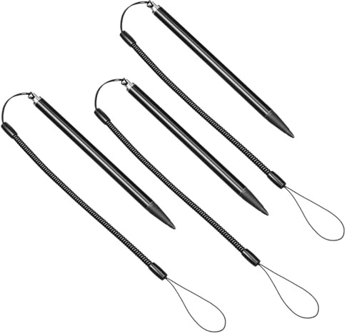 WHAMVOX Penna Stilo Resistiva 3 Pezzi Nero in Alluminio per Schermo Touch con Molla Anti Perdita e Cordino per Pos e Dispositivi di Controllo Industriale