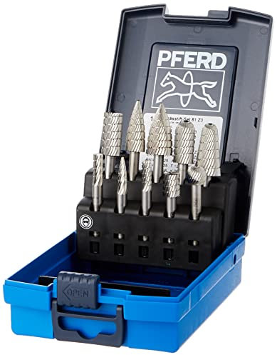 PFERD HSS-Frässtift-Set, 10-teilig, Zahnung 3, Schaft-ø 6 mm, 22900813 – für die Zerspanung von Stahl, Stahlguss und Gusseisen