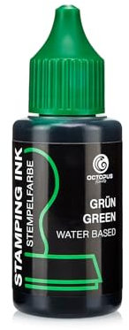 Octopus Fluids Stempelfarbe, Nachfüllfarbe zum Nachtränken von Stempelkissen und Stempelautomaten, 30ml Stempelfarbe, grün ohne Öl
