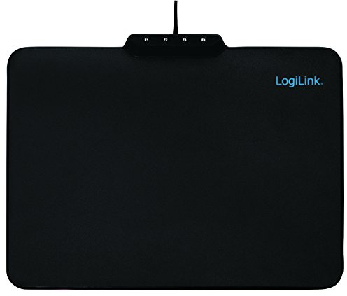 Logilink ID0155 Gaming Mauspad mit 4X RGB-LED Beleuchtung und 7 Mögliche Farbe schwarz