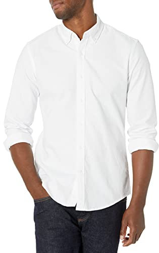 Amazon Essentials Chemise Oxford à Manches Longues Coupe Ajustée Homme, Blanc, M